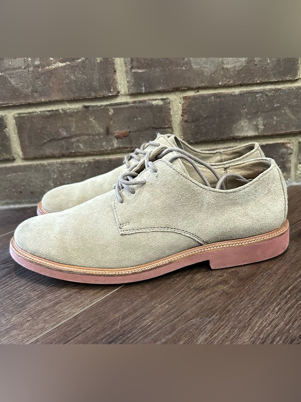Polo Ralph Lauren Beige Suede Oxford Men’s Lace Up Shoes 11D Derby Dress